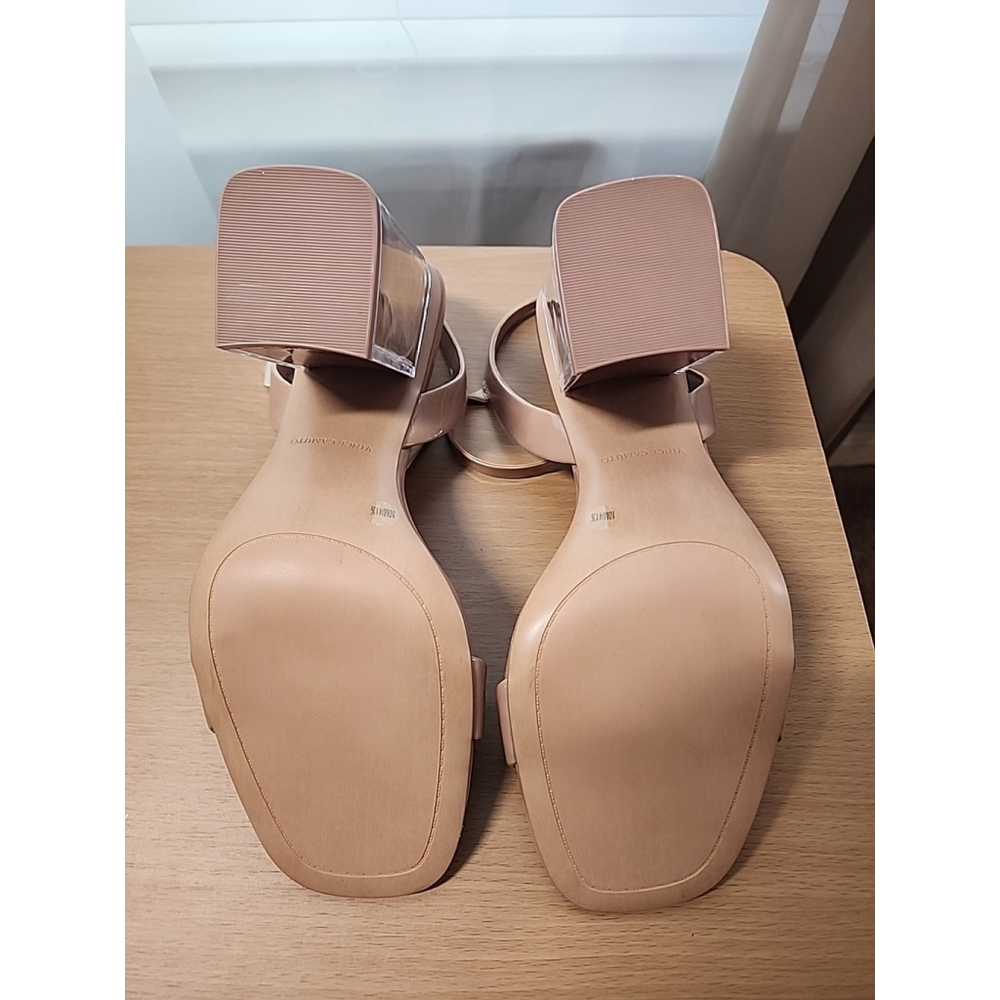 Vince Camuto Women Leather Square Toe Block Heels SZ 10 M - Dark Blush Beige - Picture 15 of 16